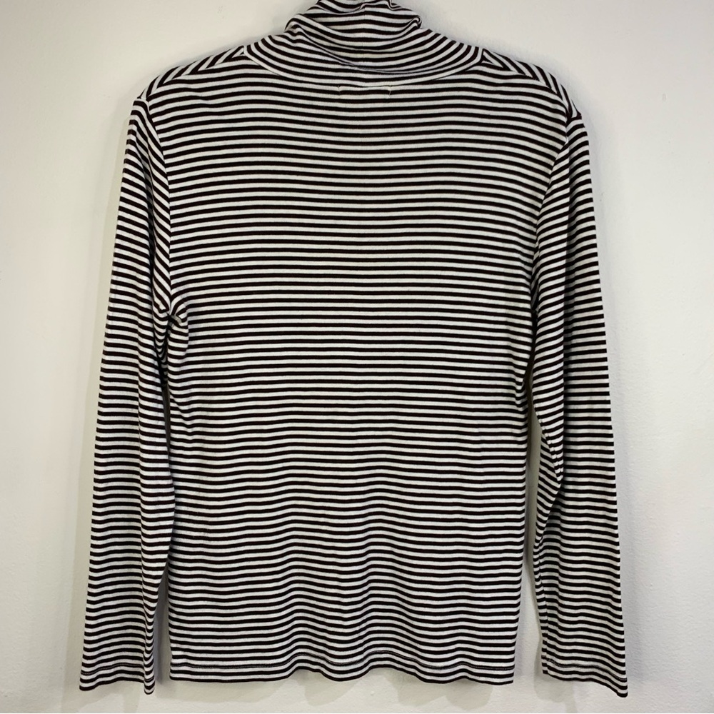 Dress Barn Turtleneck Top Womens Size Large;  Brown and Cream Fall Pumpkin Patch